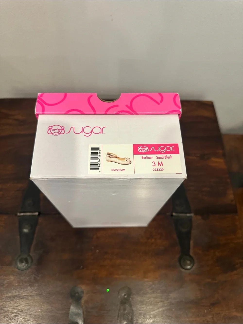 Sugar Girls Pink Iridescent Bow Shoes Size 3